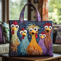 Handmade Bag with Five Colourful Chickens