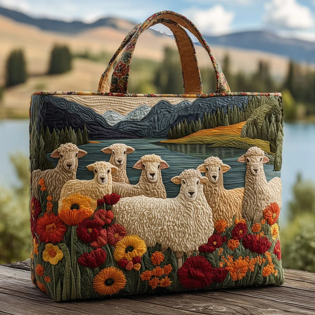 Handmade Bag Sheep by the Lake