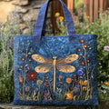 Quilted Shoulder Bag with Dragonfly