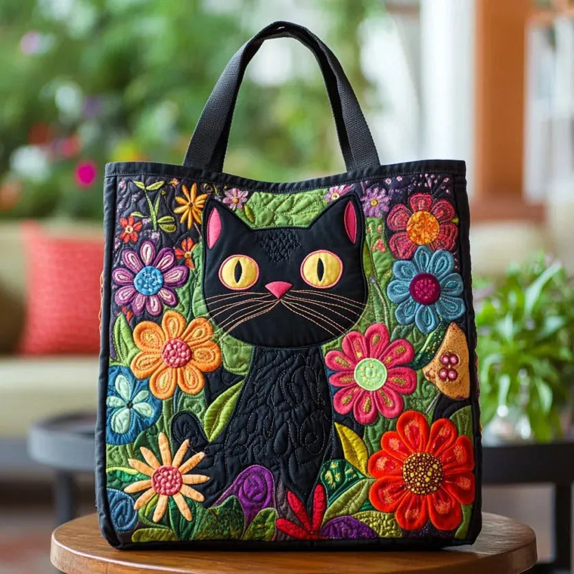 Handcrafted Bag with Black Cat
