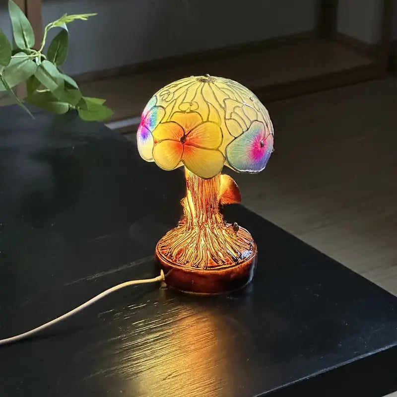 Boho Chic Floral Mushroom Lamp